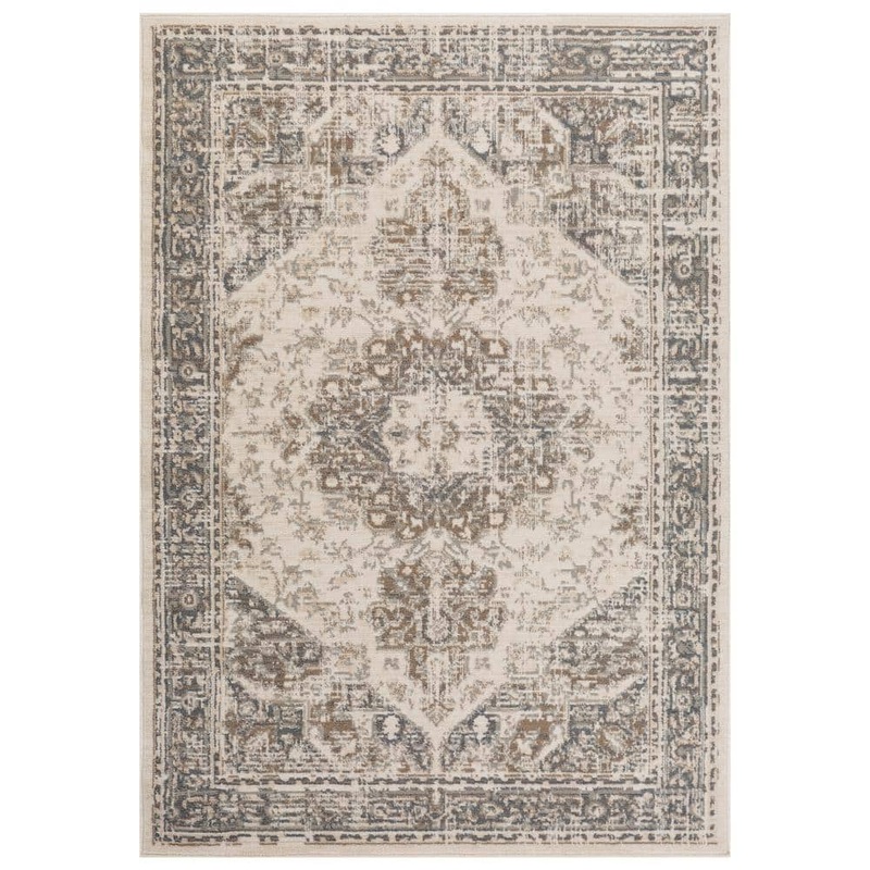 Amer Rugs Alpine 6 x 9 Light Beige Medallion Pattern Area Rug for High Traffic Living Room Dining Room Bedroom ALP116709