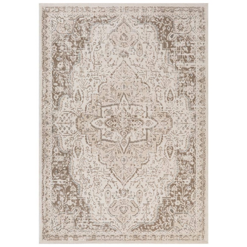 Amer Rugs Alpine 8 x 10 Light Cream Medallion Pattern Area Rug for High Traffic Living Room Dining Room Bedroom ALP12710102
