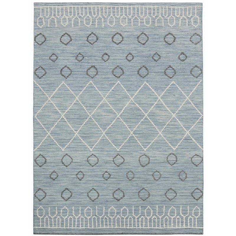 Amer Rugs Berlin 2 x 3 Blue/White Geometric Pattern Area Rug for High Traffic Living Room Dining Room Bedroom BER1-0203AR