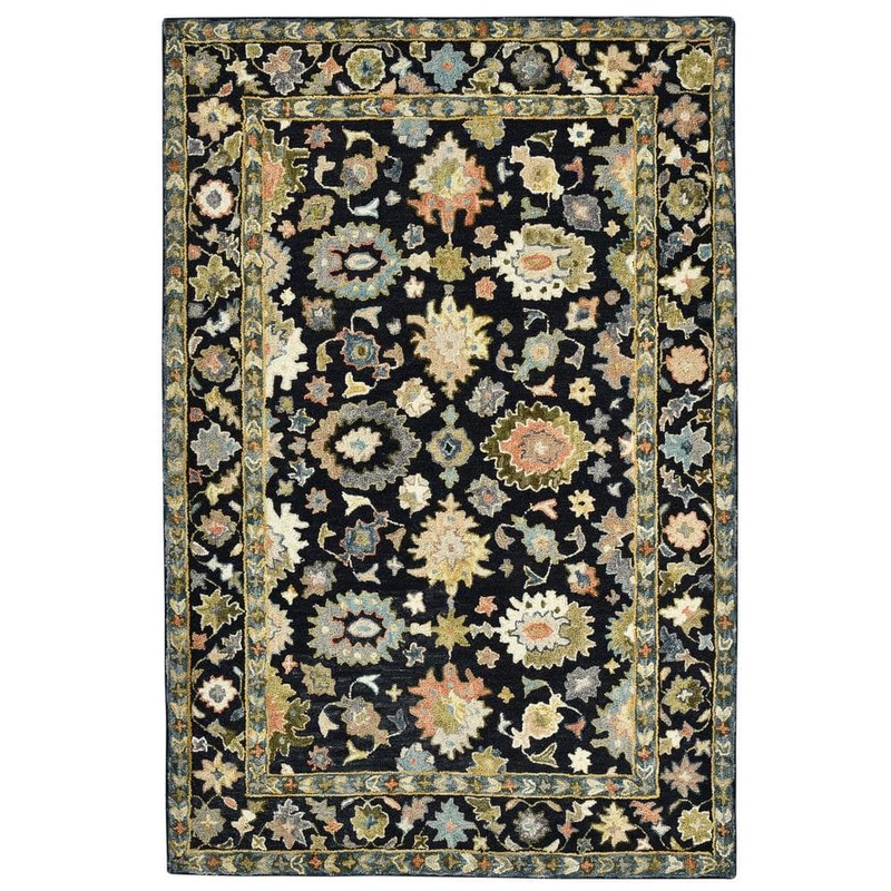 Amer Rugs Jackson 4 x 6 Black Traditional Pattern Area Rug for High Traffic Living Room Dining Room Bedroom JAC23656