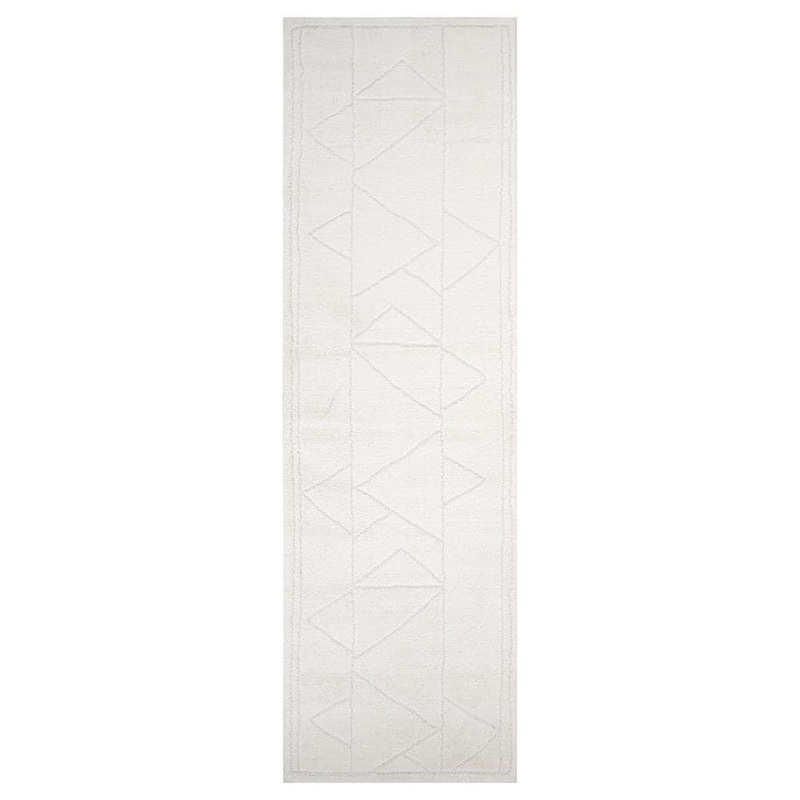 Amer Rugs Monotone 2 ft. 6 in.  x  10 ft.  Ivory Moraccan Pattern Runner Rug for High Traffic Entryway Hallway Laundry Room MNT82610