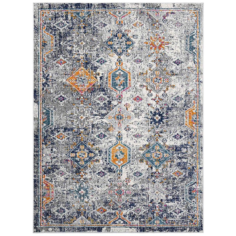 Amer Rugs Montana 2 x 3 Blue/Orange Geometric Pattern Area Rug for High Traffic Living Room Dining Room Bedroom MON130203