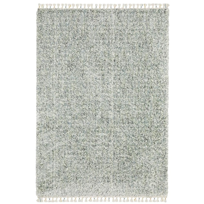 AVERLEY HOME Avalon Blue/Ivory 10 ft. x 13 ft. Contemporary Abstract Polypropylene Shag Tassel Indoor Area Rug 712941