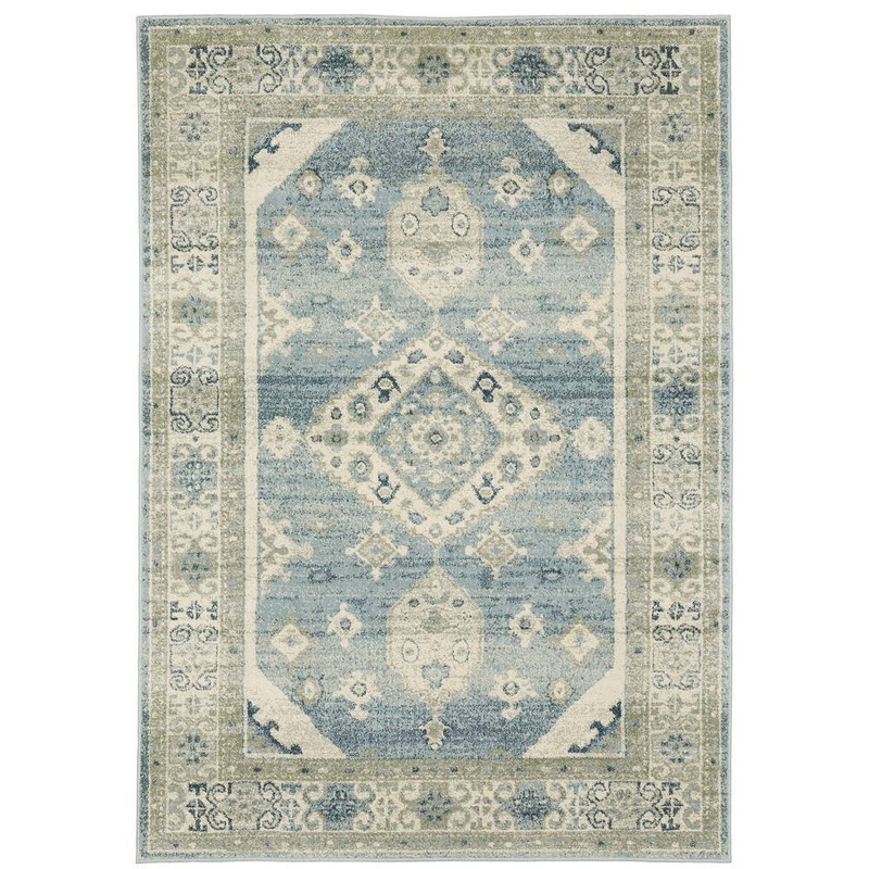 AVERLEY HOME Brixworth Blue/Beige 7 ft. x 9 ft. Oriental Distressed Medallion Polypropylene Indoor Area Rug 744379