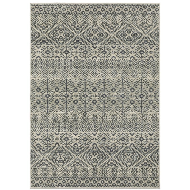 AVERLEY HOME Brixworth Blue/Beige 8 ft. x 10 ft. Floral Geometric Polypropylene Indoor Area Rug 744324