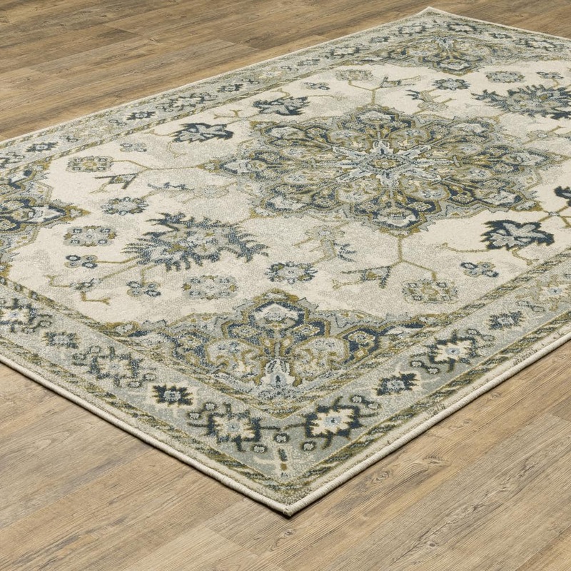 AVERLEY HOME Brixworth Ivory/Blue 10 ft. x 13 ft. Oriental Medallion Polypropylene Indoor Area Rug 744515
