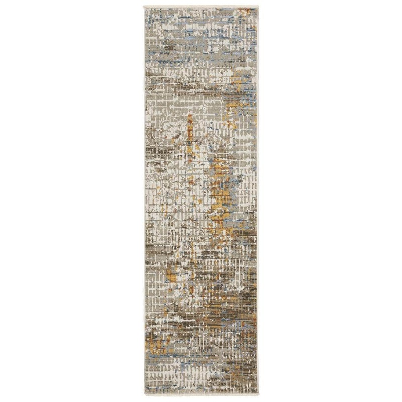 AVERLEY HOME Brooker Beige/Multi 2 ft. x 8 ft. Distressed Abstract Geometric Recycled PET Yarn Indoor Runner Area Rug 705349