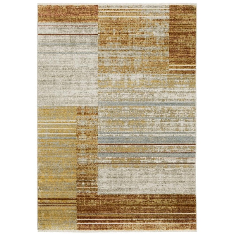 AVERLEY HOME Brooker Rust/Gold 5 ft. x 8 ft. Distressed Geometric Stripe Recycled PET Yarn Indoor Area Rug 705608