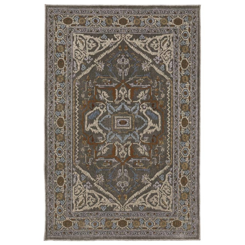 AVERLEY HOME Edgewater Gray/Multi-Colored 7 ft. x 10 ft. Traditional Oriental Medallion Polyester Indoor Area Rug 714068