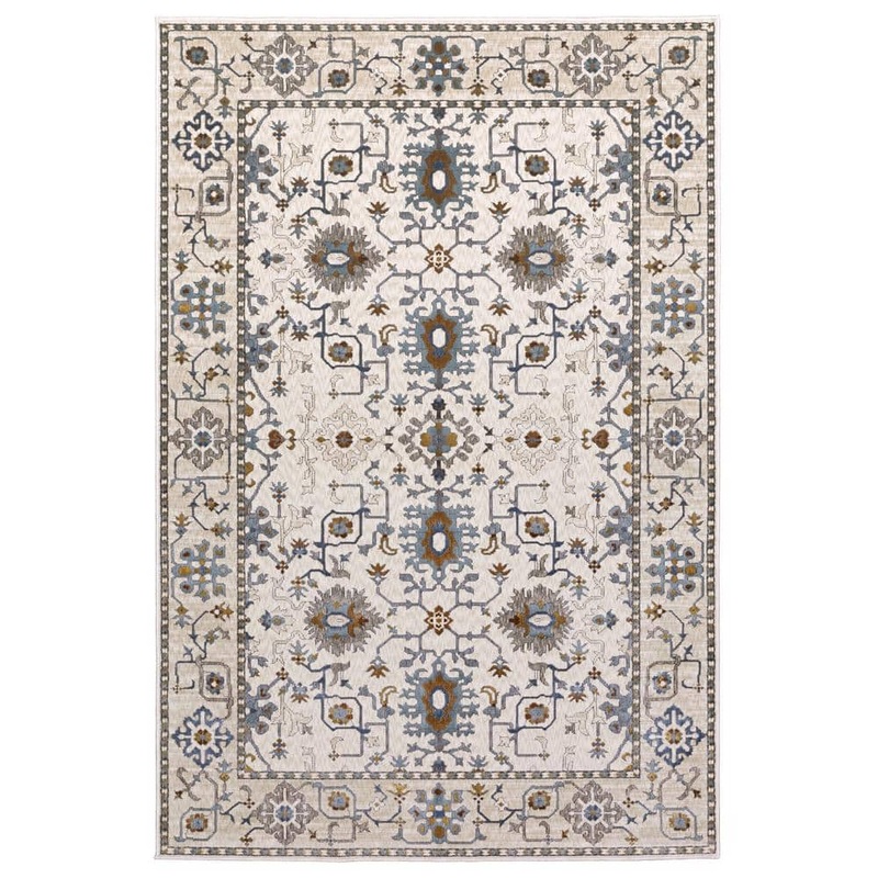 AVERLEY HOME Edgewater Ivory/Blue 4 ft. x 6 ft. Oriental Floral Persian Polyester Indoor Area Rug 714341