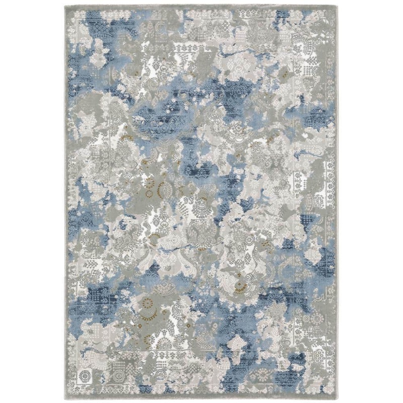 AVERLEY HOME Emory Beige/Blue 5 ft. x 8 ft. Distressed Abstract Polypropylene Polyester Blend Indoor Area Rug 713450