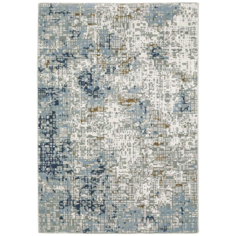 AVERLEY HOME Emory Blue/Ivory 7 ft. x 10 ft. Abstract Geometric Polypropylene Polyester Blend Indoor Area Rug 713344