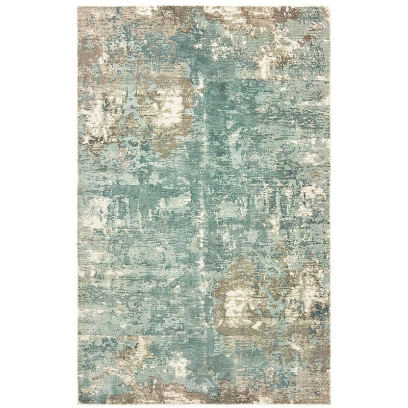 AVERLEY HOME Formosa Blue 10 ft. x 14 ft. Distressed Modern Abstract Hand-Loomed Viscose Indoor Area Rug 736756