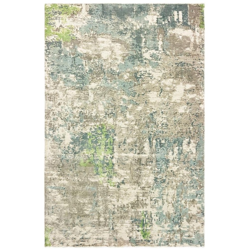 AVERLEY HOME Formosa Blue/Green 8 ft. x 10 ft. Distressed Abstract Modern Hand-Loomed Viscose Indoor Area Rug 736831