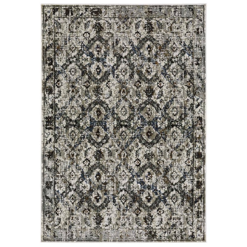 AVERLEY HOME Galleria Charcoal 4 ft. x 6 ft. Oriental Medallion Distressed Polyester Indoor Area Rug 737173
