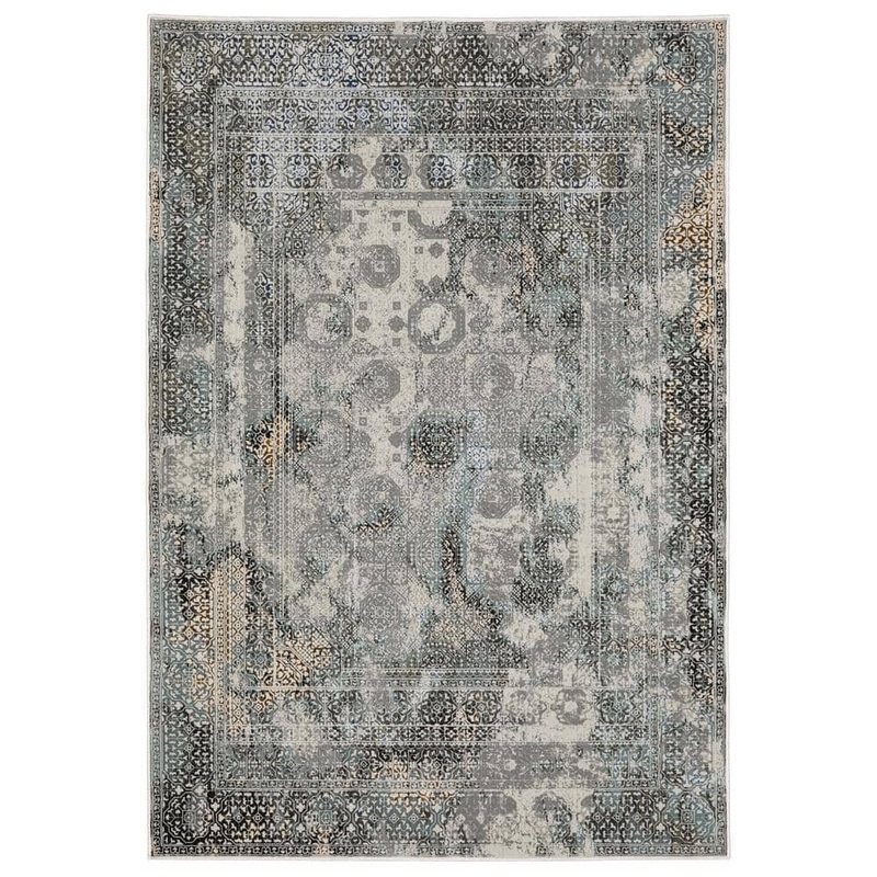 AVERLEY HOME Galleria Gray 6 ft. x 9 ft. Oriental Distressed Polyester Indoor Area Rug 737371