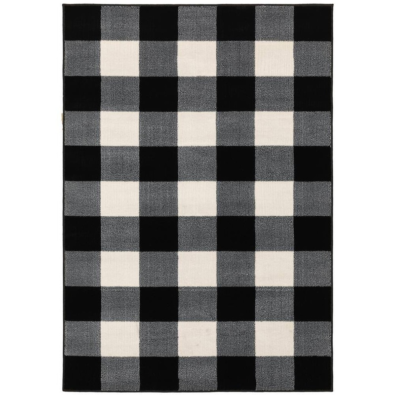 AVERLEY HOME Gracie Black/Ivory 4 ft. x 6 ft. Plaid Area Rug 015509