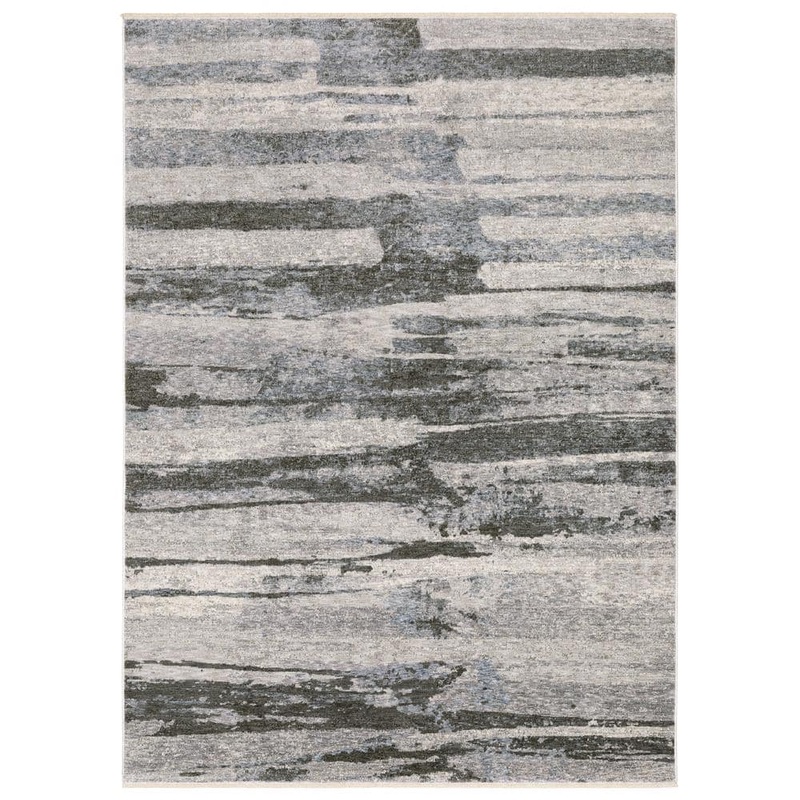 AVERLEY HOME Haven Gray/Ivory 4 ft. x 6 ft. Abstract Elemental Polyester Fringed Indoor Area Rug 738972