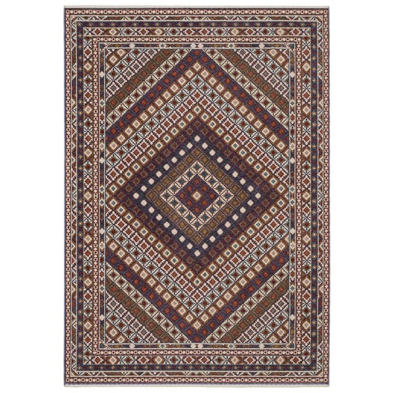 AVERLEY HOME Hunter Red/Multi-Colored 10 ft. x 13 ft. Geometric Diamond Polyester Fringe-Edge Indoor Area Rug 738293