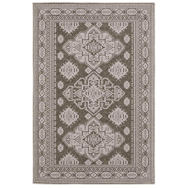 AVERLEY HOME Imperial Gray 8 ft. x 11 ft. Oriental Triple Medallion Old World-Inspired Polyester Indoor Area Rug 715577