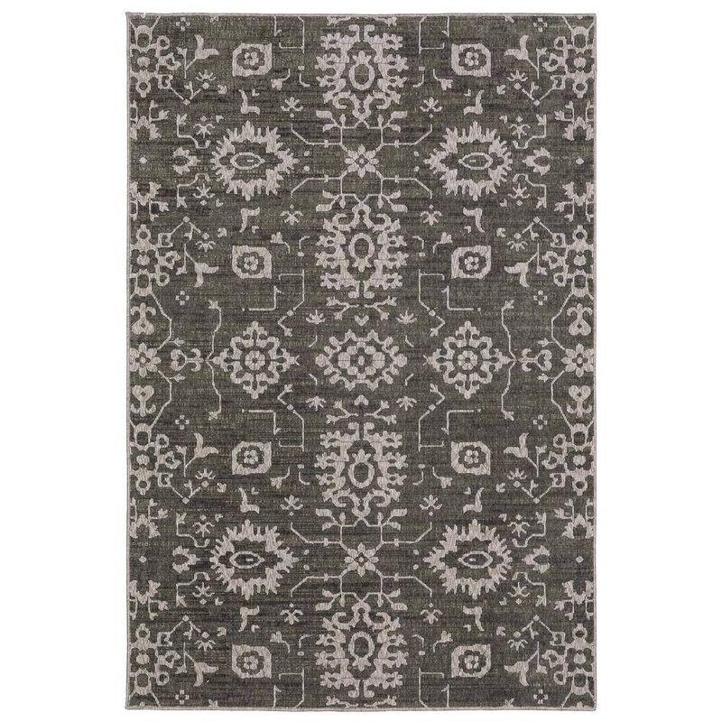 AVERLEY HOME Imperial Gray/Ivory 5 ft. x 8 ft. Old World-Inspired Borderless Oriental Floral Polyester Indoor Area Rug 715737