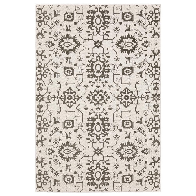 AVERLEY HOME Imperial Ivory/Gray 5 ft. x 8 ft. Borderless Oriental Floral Old World-Inspired Polyester Indoor Area Rug 715676