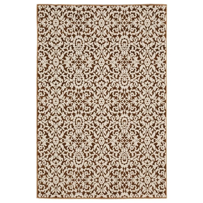 AVERLEY HOME Imperial Orange/Beige 4 ft. x 6 ft. Old World-Inspired Oriental Floral Polyester Indoor Area Rug 715300