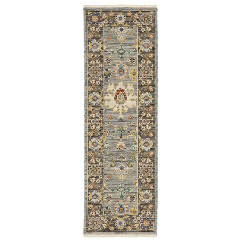 AVERLEY HOME Lavista Blue/Multi-Colored 2 ft. x 6 ft. Classic Persian Oriental Wool/Nylon Blend Indoor Runner Area Rug 741866