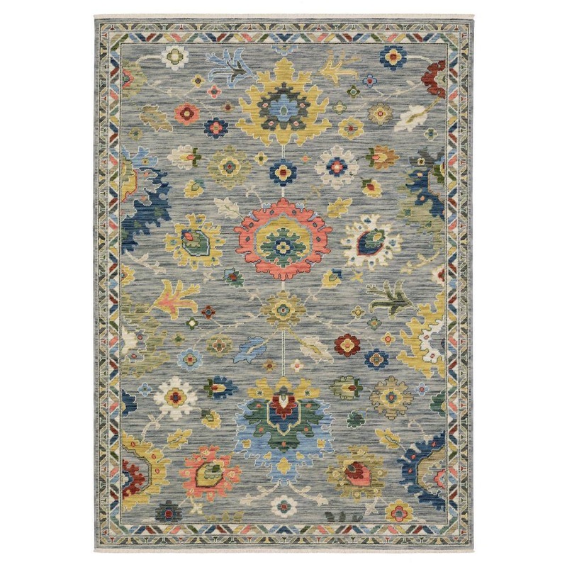 AVERLEY HOME Lavista Gray/Multi-Colored 10 ft. x 13 ft. Traditional Oriental Floral Wool/Nylon Blend Indoor Area Rug 741156