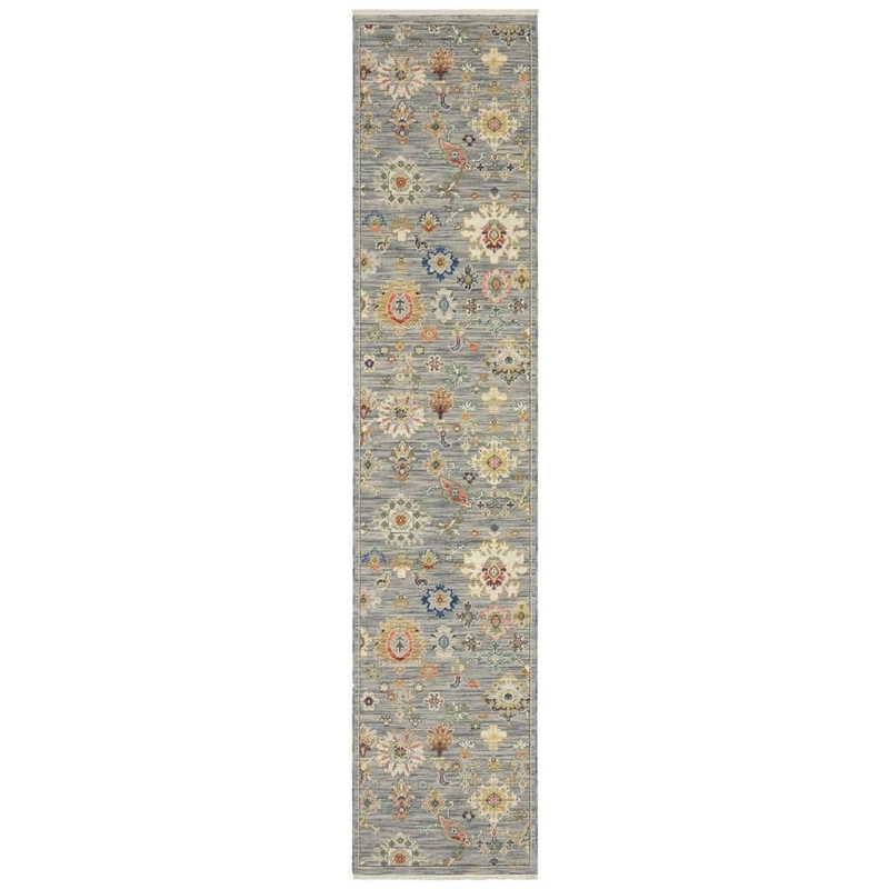 AVERLEY HOME Lavista Gray/Multi-Colored 2 ft. x 12 ft. Vintage Persian Oriental Wool/Nylon Blend Indoor Runner Area Rug 741590