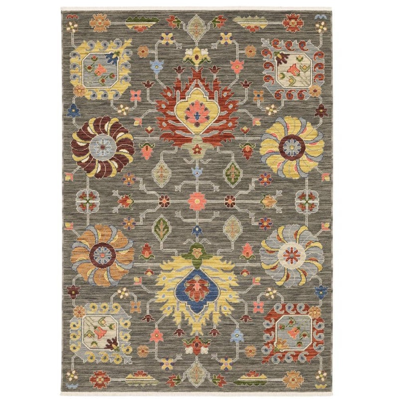 AVERLEY HOME Lavista Gray/Multi-Colored 7 ft. x 10 ft. Traditional Persian Oriental Wool/Nylon Blend Indoor Area Rug 741767