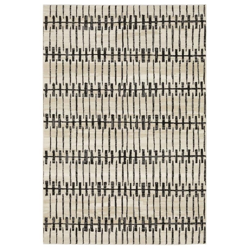 AVERLEY HOME Rayder Ivory/Black Doormat 3 ft. x 5 ft. Abstract Geometric Lines Polypropylene/Polyester Indoor Area Rug 742610
