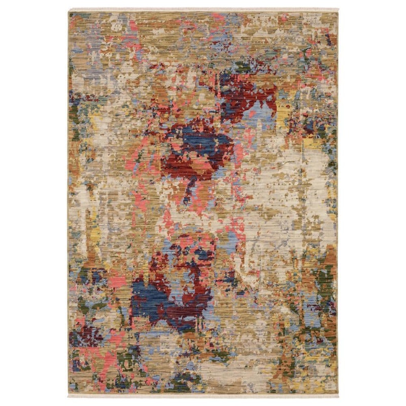 AVERLEY HOME Solano Beige/Multi-Colored 8 ft. x 11 ft. Contemporary Abstract Wool Nylon Blend Fringe-Edge Indoor Area Rug 769204