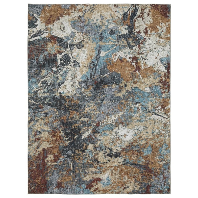 AVERLEY HOME Summit Blue/Rust 8 ft. x 10 ft. Abstract Earth Polyester Machine Washable Indoor Area Rug 702416