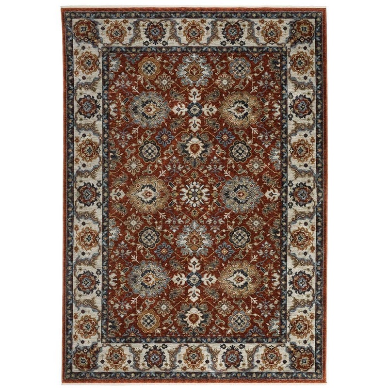 AVERLEY HOME Ambrose Red Doormat 3 ft. x 5 ft. Oriental Floral Medallion Polyester Fringe Edge Indoor Area Rug 705110