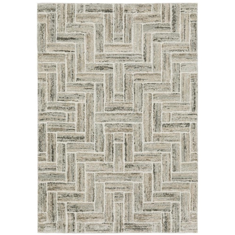 AVERLEY HOME Chateau Ivory/Beige 5 ft. x 8 ft. Herringbone Geometric Polypropylene Indoor Area Rug 706162