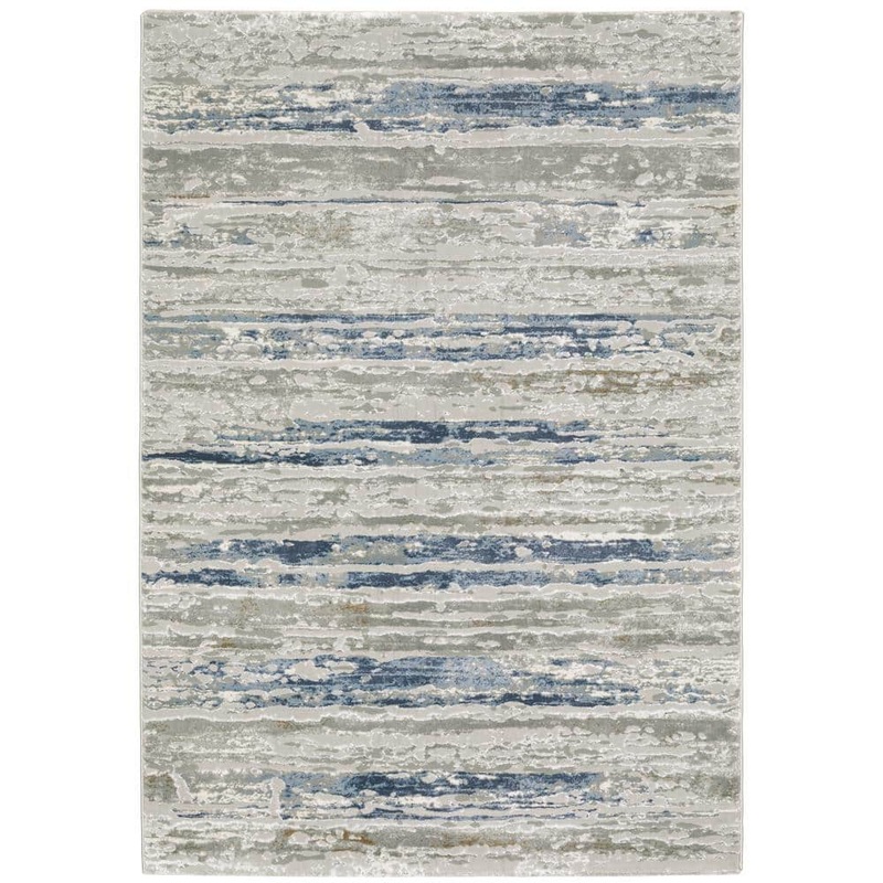 AVERLEY HOME Emory Beige/Blue 10 ft. x 13 ft. Abstract Stripe Polypropylene Polyester Blend Indoor Area Rug 713429