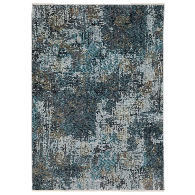AVERLEY HOME Haven Blue/Gray 4 ft. x 6 ft. Abstract Interstellar Polyester Fringed Indoor Area Rug 738736