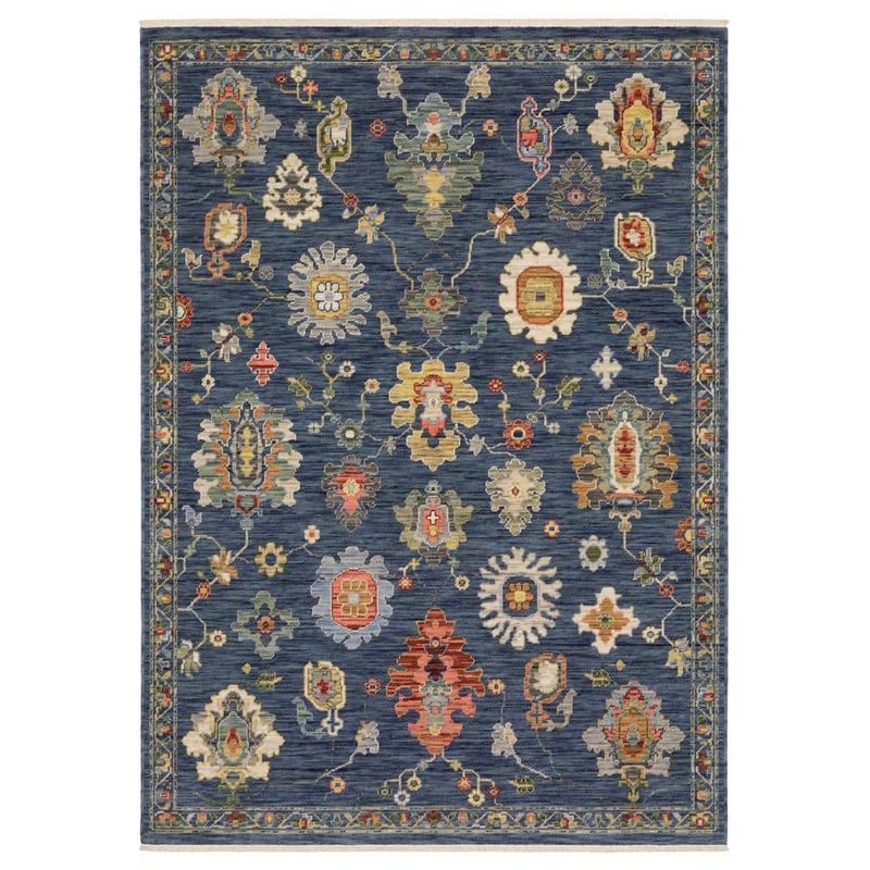 AVERLEY HOME Lavista Blue/Multi-Colored 10 ft. x 13 ft. Oriental Floral Persian Wool/Nylon Blend Indoor Area Rug 740944
