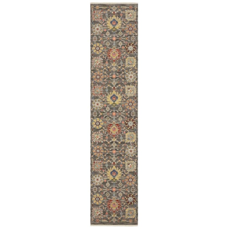 AVERLEY HOME Lavista Gray/Multi-Colored 2 ft. x 12 ft. Traditional Persian Oriental Wool/Nylon Blend Indoor Runner Area Rug 741736