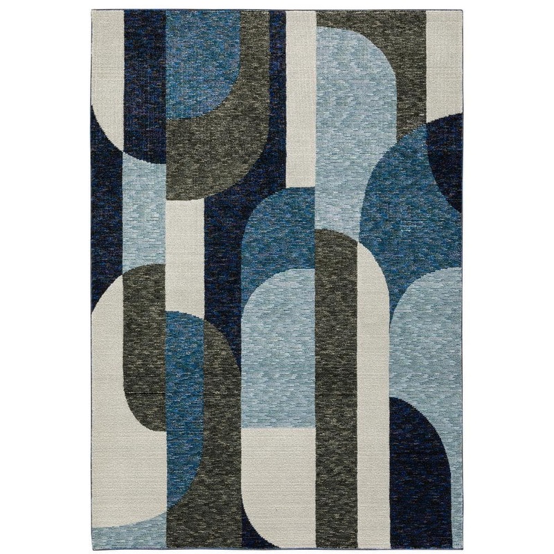 AVERLEY HOME Saturn Blue 3 ft. x 5 ft. Geometric Art-Deco Polypropylene-Nylon Blend Indoor Area Rug 724418