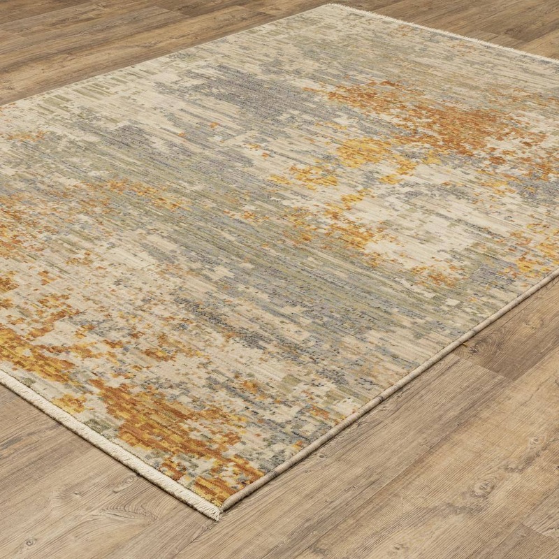 AVERLEY HOME Solano Beige/Gold 10 ft. x 13 ft. Mottled Abstract Wool Nylon Blend Fringe-Edge Indoor Area Rug 769037