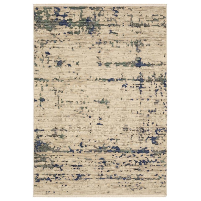 AVERLEY HOME Solano Beige/Green Doormat 3 ft. x 5 ft. Abstract Shadows Wool Nylon Blend Fringe-Edge Indoor Area Rug 769303