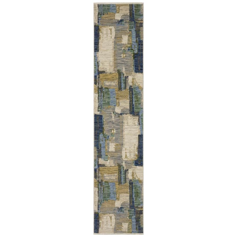 AVERLEY HOME Solano Blue/Green 2 ft. x 12 ft. Abstract Palette Wool Nylon Blend Fringe-Edge Indoor Runner Area Rug 769112