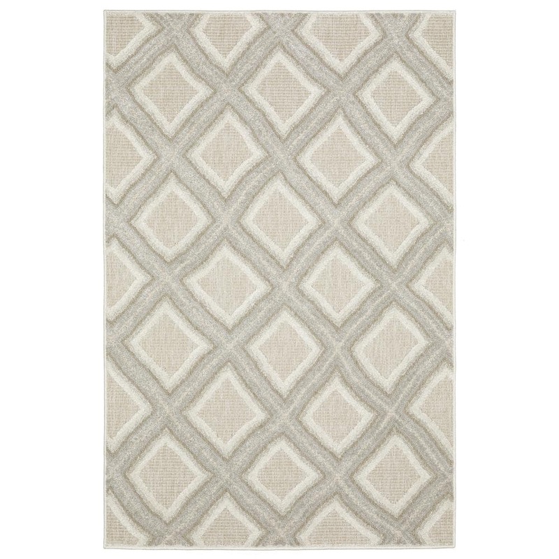 AVERLEY HOME Tudor Gray/Beige 8 ft. x 11 ft. Textured Geometric Diamonds Polypropylene Mixed Pile Indoor Area Rug 703765