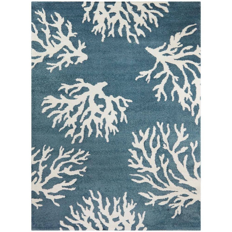 BALTA Caistor White 5 ft. x 7 ft. Coastal Coral Print Area Rug 3008277
