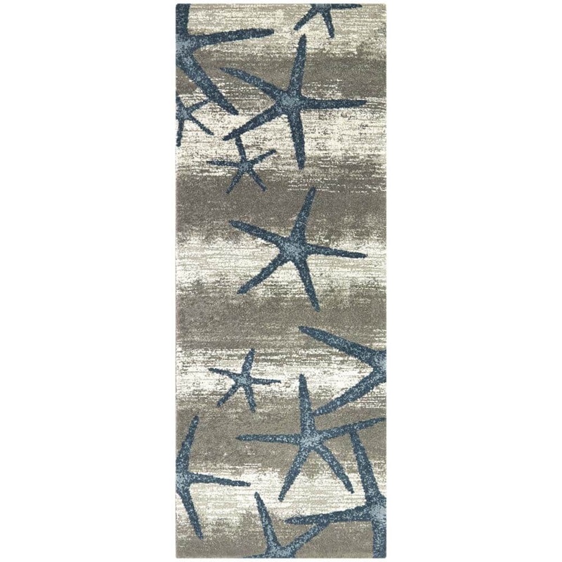 BALTA Martin Blue 2 ft. x 7 ft. Coastal Starfish Runner Rug 3090782