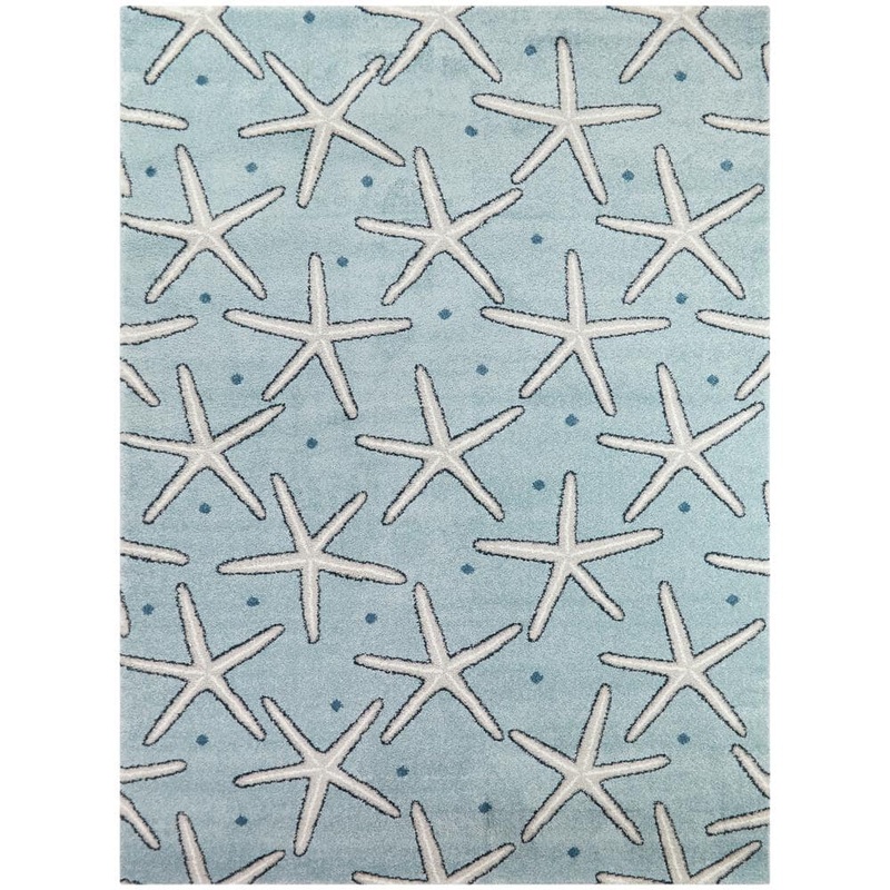 BALTA Massau Light Blue 5 ft. x 7 ft. Coastal Starfish Area Rug 3005645