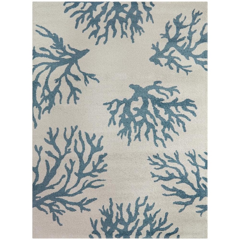 BALTA Caistor Grey 5 ft. x 7 ft. Coastal Coral Print Area Rug 3008280