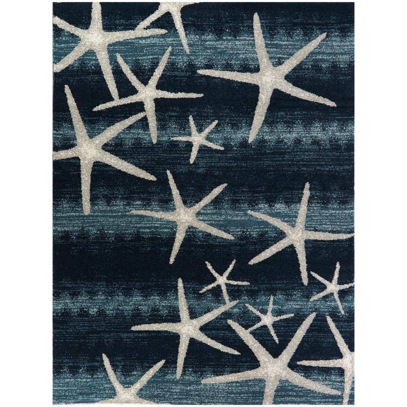 BALTA Martin Dark Blue 5 ft. x 7 ft. Coastal Starfish Area Rug 3090778